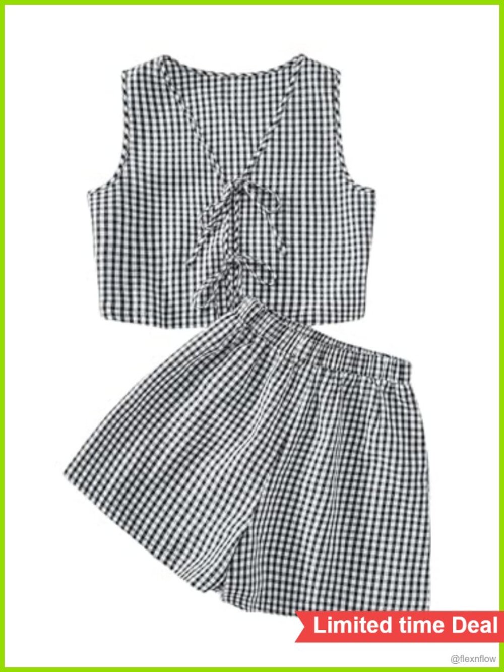 Women's 2 Piece Gingham Tank Top & Shorts Set Summer Casual Outfit